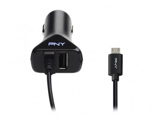 PNY Micro-USB Car Charger Black RB 5 Volt DC output at 2&period;4 Amps
