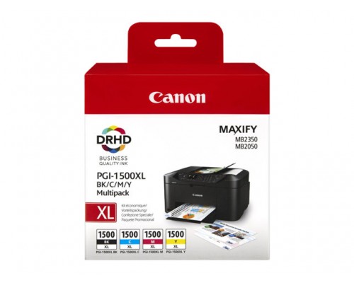CANON PGI-1500XL BK&sol;C&sol;M&sol;Y inktcartridge zwart en drie kleuren high capacity multipack