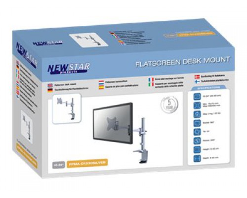 NEOMOUNTS BY NEWSTAR FPMA-D1330SILVER 10-30inch Flat Screen Desk Mount clamp&sol;grommet