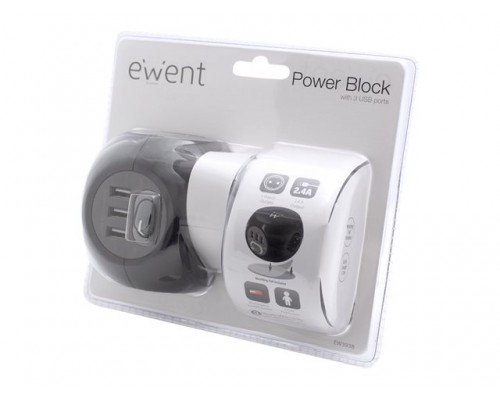 EWENT Power block 3 USB charging ports 3 German outlets