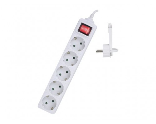 EWENT EW3955 Power Strip white with switch and flat plug 5 plugs