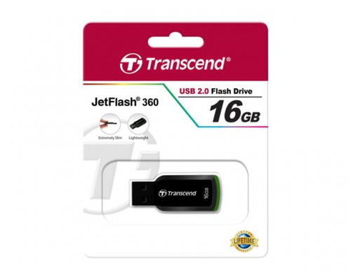 TRANSCEND JetFlash 360 16GB  USB2&period;0 USB stick Groen Capless en lichtgewicht design