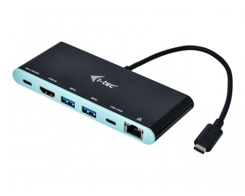 I-TEC USB C 4K Travel Docking Station Power Delivery 1x HDMI 1x GLAN 2x USB 3&period;0 1x USB Type-C 1x USB C compatible withTB3