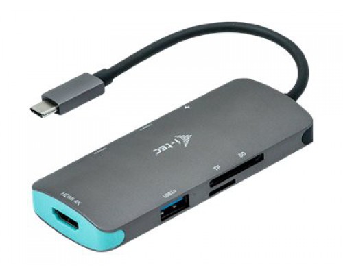 I-TEC USB C Metal Nano Docking Station 1xHDMI 4K 1xSD Cardreader 1xmicroSDCardreader 3xUSB 3.0 Port 1xUSB-C PD compatible with TB3