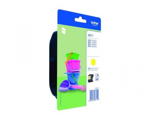 BROTHER LC-221YBP Inktcartridge Geel Blister 300 pagina s