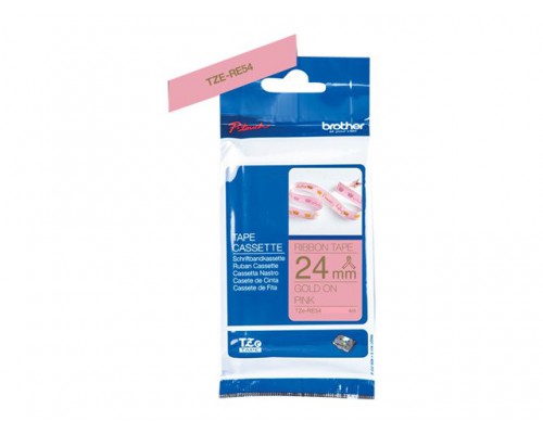 BROTHER P-Touch 24mm white&sol;gold ribbon tape