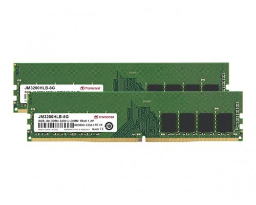 TRANSCEND JetRam 16GB KIT DDR4 3200Mhz U-DIMM 1Rx8 1Gx8 CL22 1.2V