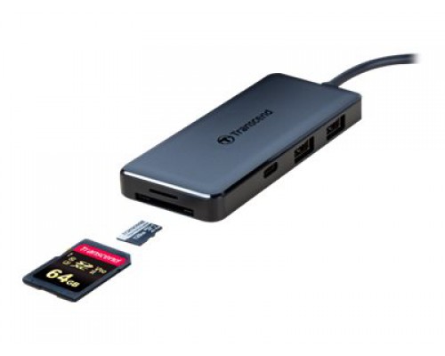 TRANSCEND 6-in 1 Port Hub PD SD&sol;MicroSD Reader USB 3&period;1 Gen 2 Type C