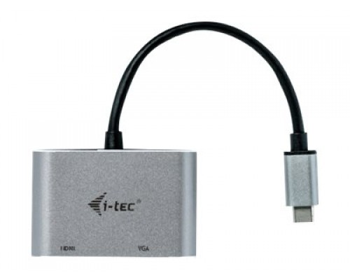 I-TEC USB-C to HDMI and VGA Metal Adapter 1x HDMI 4K 30 Hz 1x VGA 1080p 60Hz compatible with Thunderbolt 3