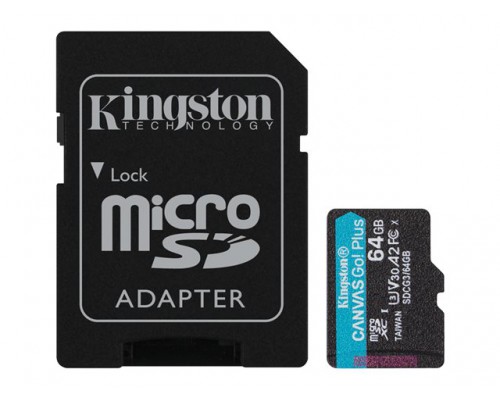 KINGSTON 64GB microSDXC Canvas Go Plus 170R A2 U3 V30 Card &plus; ADP