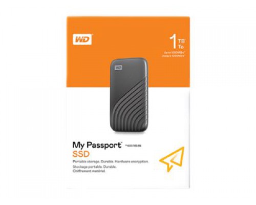 WD My Passport SSD 1TB Space Gray Cross Compatible USB 3&period;2 Gen-2 and USB-C 1050MB&sol;s Read 1000MB&sol;s Write PC & Mac Compatiable