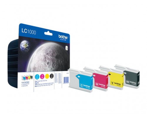 BROTHER LC-1000 inktcartridge zwart en drie kleuren standard capacity zwart&colon; 500 paginas&comma; kleur&colon; 400 paginas 4-pack blister