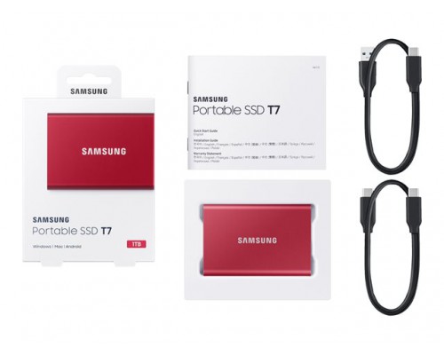 SAMSUNG Portable SSD T7 1TB extern USB 3&period;2 Gen 2 metallic red