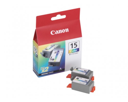 CANON BCI-15 inktcartridge drie kleuren standard capacity 2 x 7.5ml 2 x 100 pagina s 2-pack