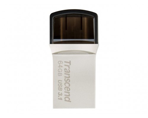 TRANSCEND JF 890 64GB Silver Plating Dual USB 3&period;1 Plug A &plus; Typ C