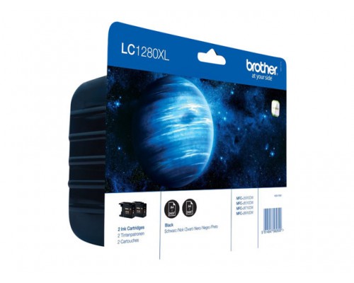 BROTHER LC-1280 inktcartridge zwart extra high capacity 2x 2&period;400 pagina s 1-pack blister zonder alarm