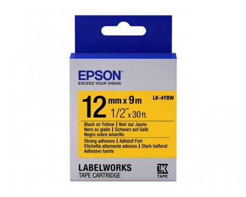 EPSON LK-4YBW Sterke tape zwart op geel&comma; 12mmx9m