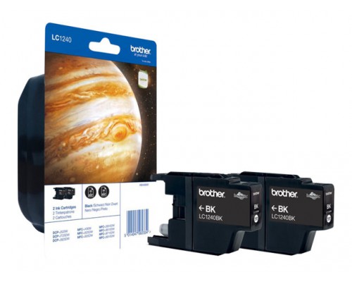 BROTHER LC-1240 inktcartridge zwart high capacity 2x600 pagina s 1-pack blister zonder alarm