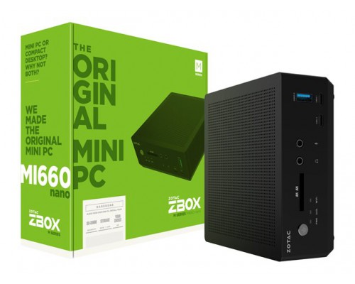 ZOTAC ZBOX MI660 Nano Mini-PC Barebone Intel Core i7-8550U 2x260-pin DDR4-2133&sol;2400 SODIMM 1x2&period;5 SATA 6&period;0 Gbps HDD&sol;SSD