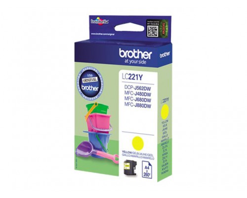 BROTHER LC-221YBP Inktcartridge Geel Blister 300 pagina s