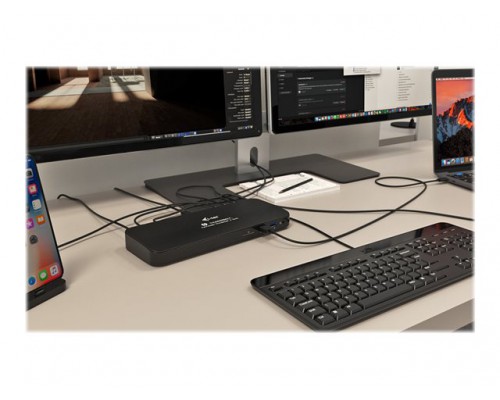 I-TEC Thunderbolt3 Dual 4K DS 2x 4K oder 1x 5K 2x TB3 1x HDMI 1x GLAN 5x USB 3.0 1x SD Cardreader 1x Audio/Mic 85W PD 2x TB3 Cable