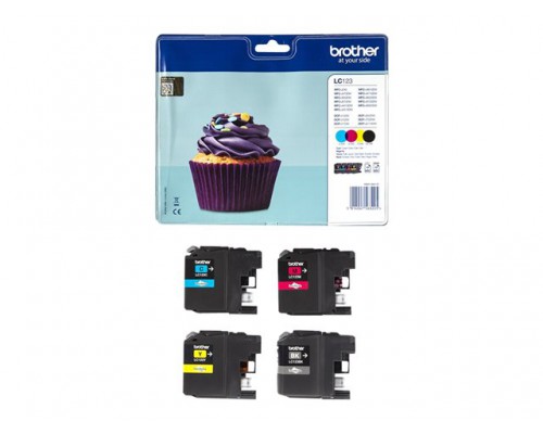 BROTHER LC-123 inktcartridge zwart en drie kleuren standard capacity 1-pack blister zonder alarm