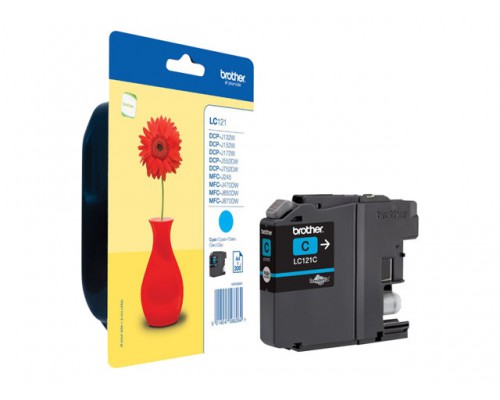 BROTHER LC-121 inktcartridge cyaan standard capacity 300 pagina s 1-pack blister zonder alarm