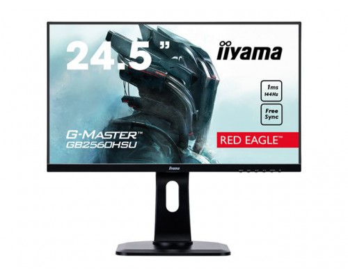 IIYAMA G-MASTER GB2560HSU-B1 62&period;2cm 24&period;5inch Ultra Slim G-Master Black Hawk 1920x1080 144Hz HDMI USB-HUB 2x2 FreeSync