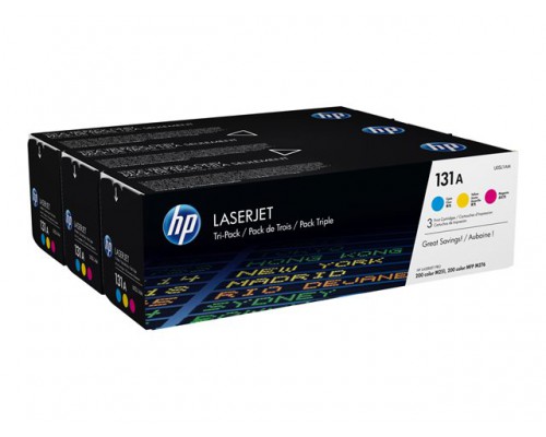 HP 131A originele toner cartridge cyaan magenta en geel standard capacity 3 x 1&period;800 paginas 3-pack