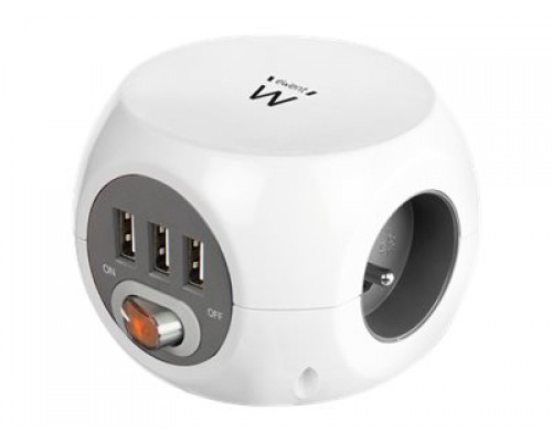 EWENT Power block 3 USB charging ports 3 Belgium outlets white
