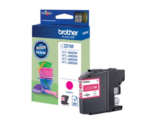 BROTHER LC-221MBP Inktcartridge Magenta Blister 300 pagina s