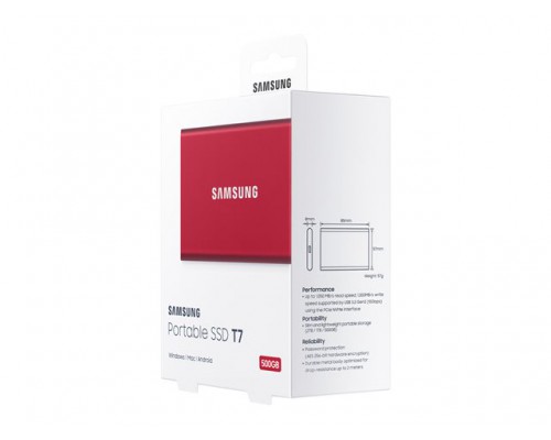 SAMSUNG Portable SSD T7 500GB extern USB 3&period;2 Gen 2 metallic red