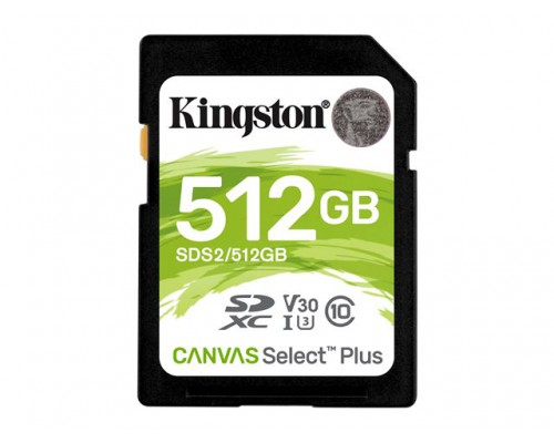 KINGSTON 512GB SDXC Canvas Select Plus 100R C10 UHS-I U3 V30