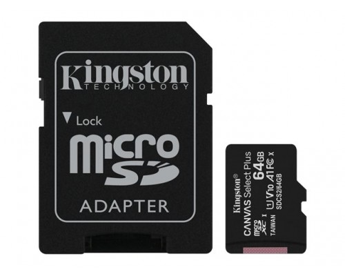 KINGSTON 64GB micSDXC Canvas Select Plus 100R A1 C10 Card &plus; ADP