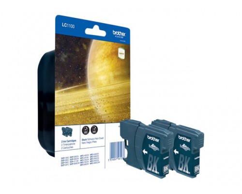 BROTHER LC-1100 inktcartridge zwart standard capacity 2 x 9&period;5ml 2 x 450 pagina s 2-pack blister zonder alarm