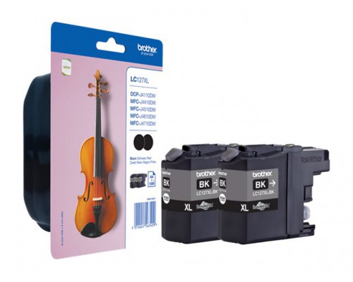 BROTHER LC-127XL inktcartridge zwart high capacity 2 x 1&period;200 pagina s 2-pack blister zonder alarm