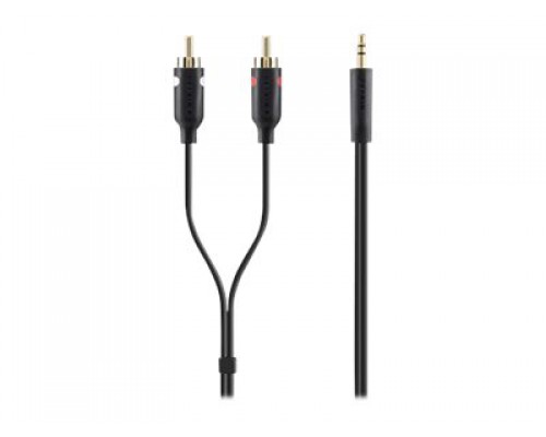 BELKIN CABLE AUDIO 3.5mm/2xRCA M/M 2M PORTABLE BLACK GOLD