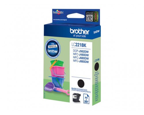 BROTHER LC-221BKBP Inktcartridge Zwart Blister 300 pagina s