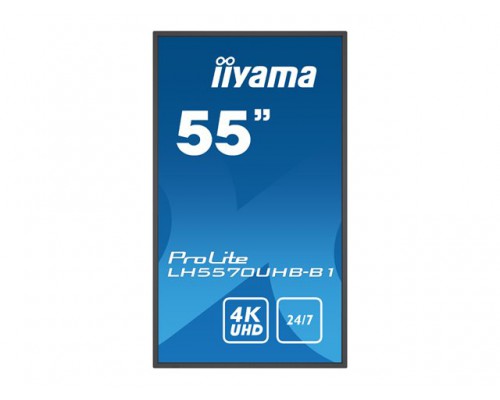 IIYAMA LH5570UHB-B1 55inch VA Super Slim 4K UHD Landscape or Portrait 4000:1 700cd/m2 2xHDMI USB LAN RS232 Android 9 OS