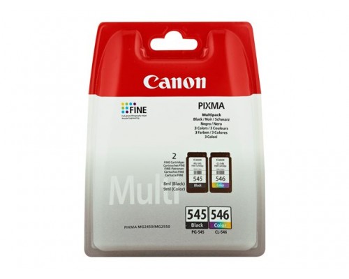 CANON PG-545 &sol; CL-546 inktcartridge zwart en kleur standard capacity zw&colon; 180p kl&colon; 180p 2-pack blister met alarm