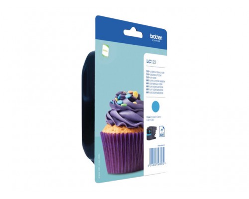 BROTHER LC-123 inktcartridge cyaan high capacity 600 pagina s 1-pack blister zonder alarm