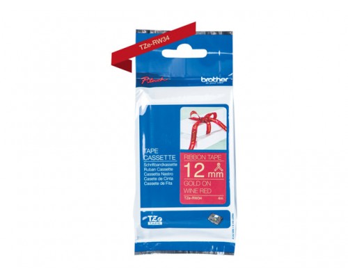 BROTHER textile tape gold&sol;red 12mm&sol;4m