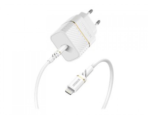 OTTERBOX EU Wall Charger 20W - 1X USB-C 20W USB-PD + USB C-Lightning Cable 1m White