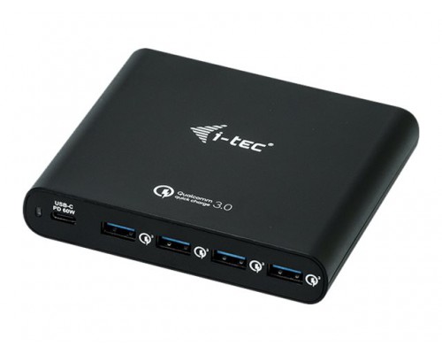 I-TEC USB-C Universal Charger 80W 1x USB-C port 60W 4x USB-A port 20W QC 3&period;0 for Laptops Tablets Smartphones HP Apple Dell etc&period;