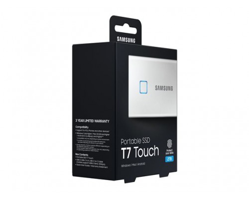 SAMSUNG Portable SSD T7 Touch 2TB extern USB 3&period;2 Gen&period;2 metallic silver
