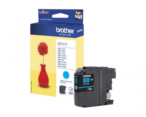 BROTHER LC-121 inktcartridge cyaan standard capacity 300 pagina s 1-pack blister zonder alarm