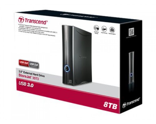 TRANSCEND StoreJet 35T3 HDD USB 3&period;0 8TB 8&period;9cm 3&period;5inch extern Black