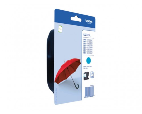 BROTHER LC-225XL inktcartridge cyaan high capacity 1-pack blister zonder alarm