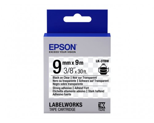 EPSON LK-3TBW Adhésif fort Noir/Transparent 9/9