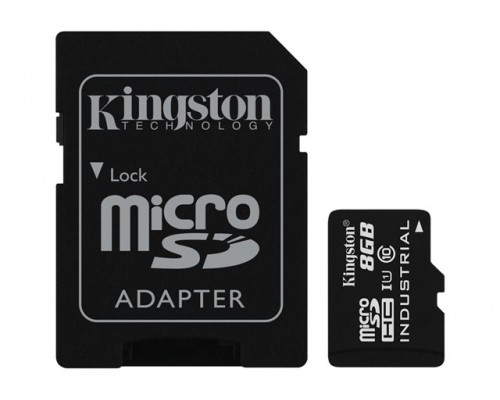 KINGSTON 8GB microSDHC UHS-I Class 10 Industrial Temp Card &plus; SD Adapter